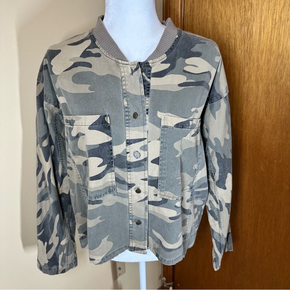 Gilded Intent Cotton Camo Utility Bomber Shacket Distressed Streetwear sz M